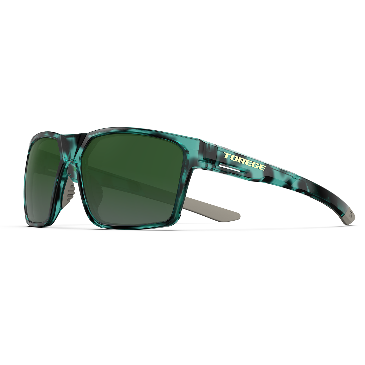 Hanging Polarized Sunglasses - Black-Emerald Pattern Frame & Khaki Lens