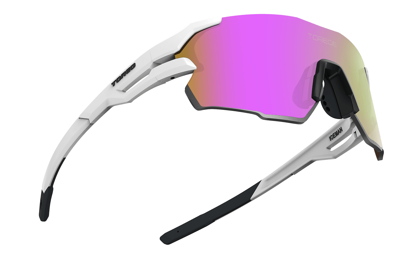 Gaiety Sport Sunglasses -  Matte White Wrap Around Frame & Neon Pink Lens - Bottom View