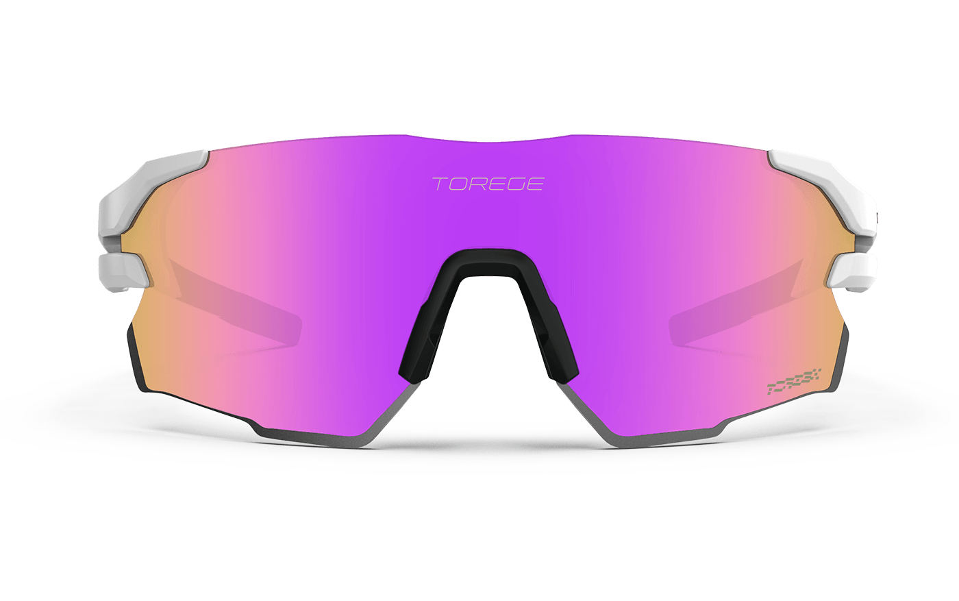Gaiety Sport Sunglasses -  Matte White Wrap Around Frame & Neon Pink Lens - Front