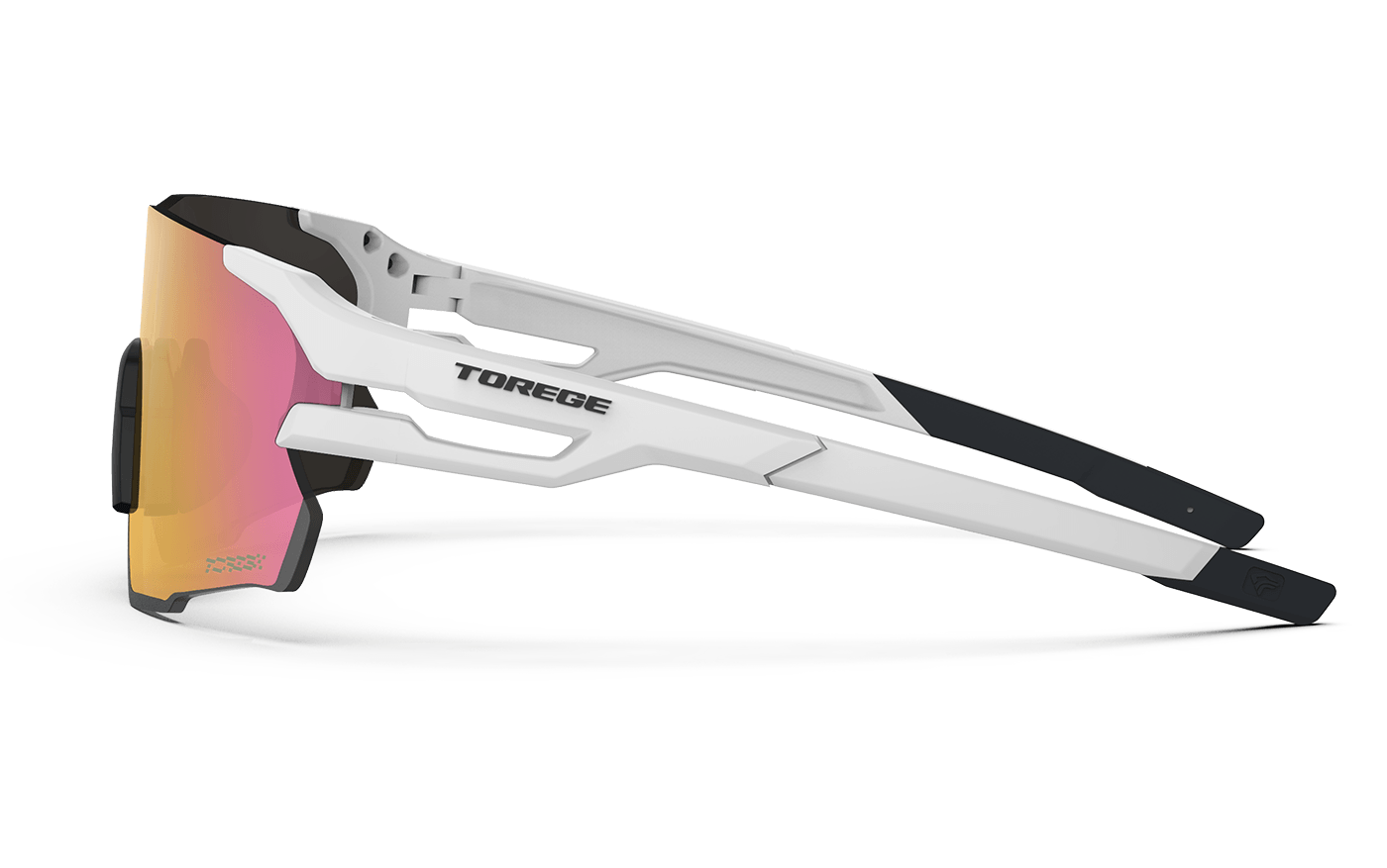 Gaiety Sport Sunglasses -  Matte White Wrap Around Frame & Neon Pink Lens - Side